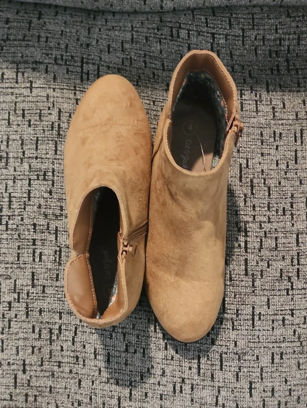 Kid's Suede Zip Ankle Boots in Tan